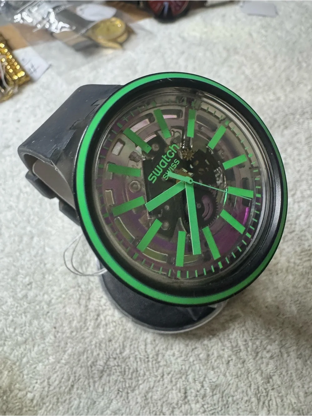 Swatch Black Watch with Bright Green Accents
